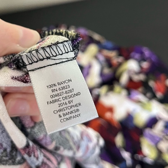 CJ Banks Floral Print V-Neck Blouse - Picture 8 of 11